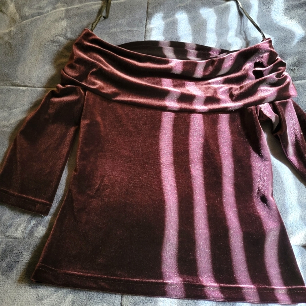 Dark purple off the shoulder shirt